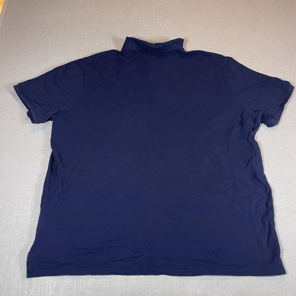 Polo Ralph Lauren Classic Fit Leather Big Pony Mesh Polo Shirt Men XXL Navy Blue